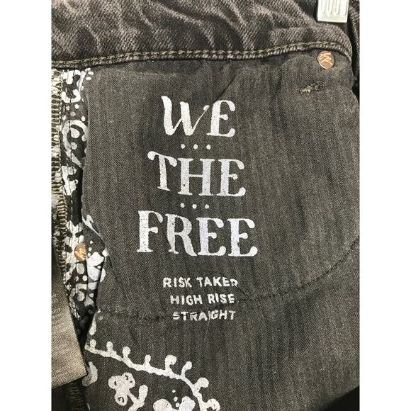 Free People Risk Taker Black Straight Jeans Womens 30 / 10 Boho Relaxed Fray Hem - Picture 6 of 10